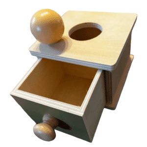 Montessori Imbucare box with a wooden ball