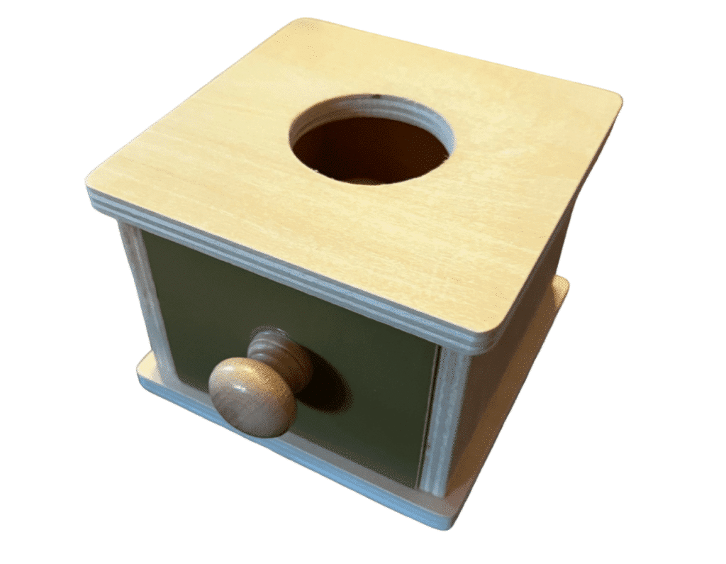 Montessori Imbucare box with a wooden ball  