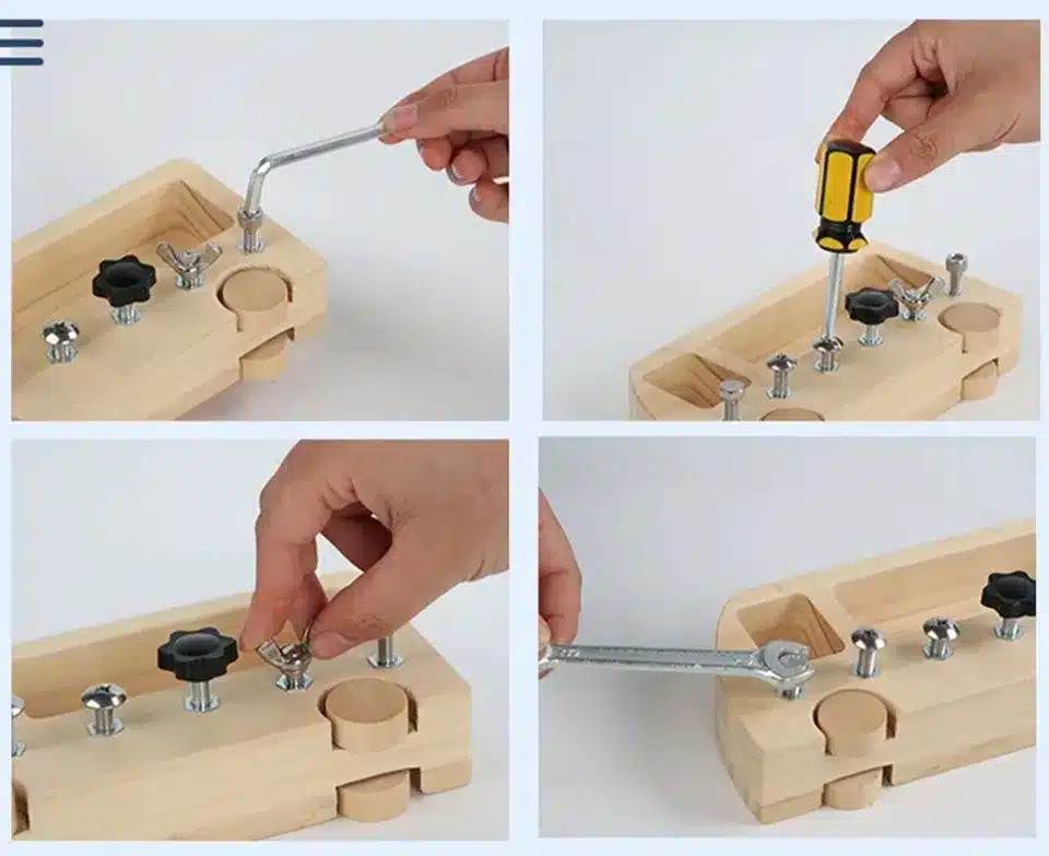 Montessori Holz Schraube Fahrer Board