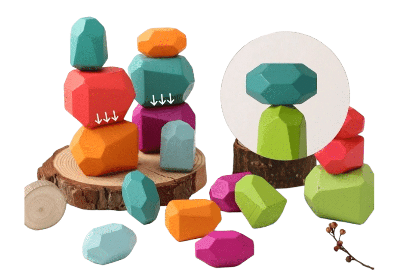 Montessori wooden stacking blocks